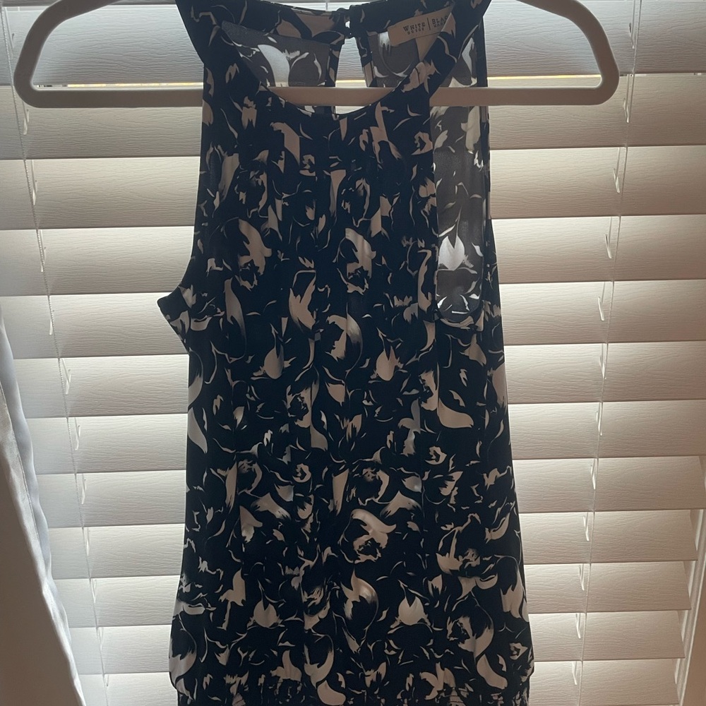 White House Black Market Black and White Sleeveless Blouse